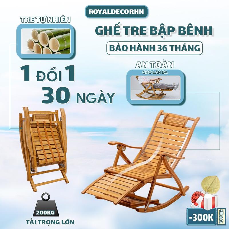 [CHÁY HÀNG] Ghế Tre Thư Giãn Bập Bênh, Ghế Tựa Gấp Gọn Có Massaga Chân, Ghế Tụa Lưng Thư Giãn Bảo Hành 36 Tháng