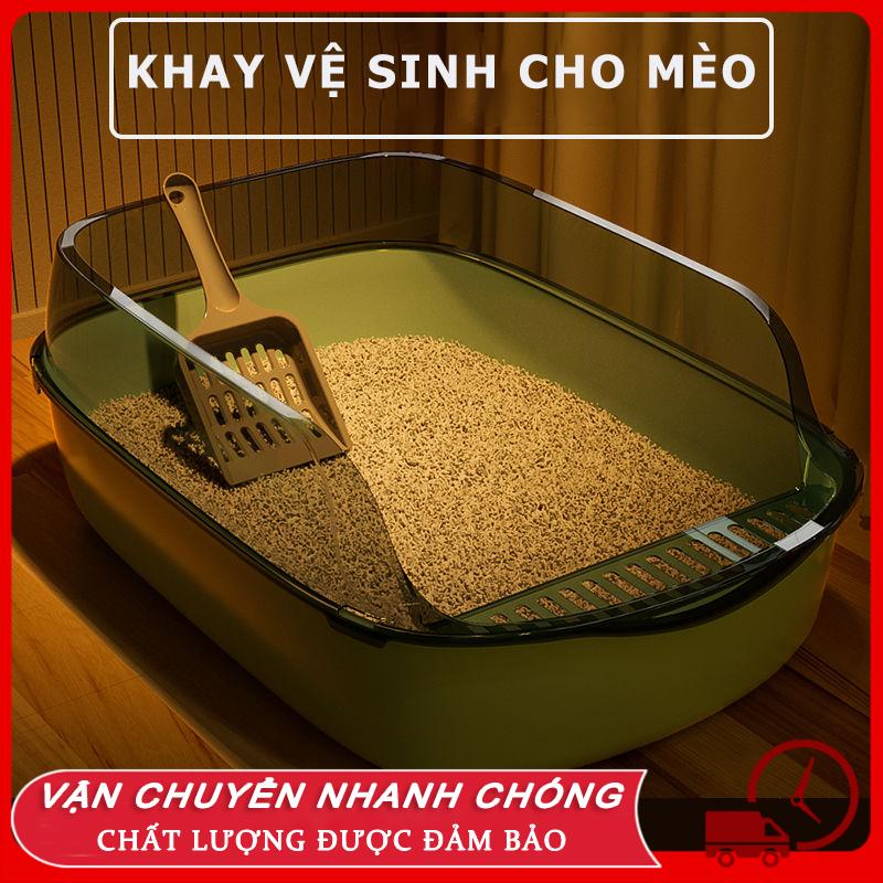 Khay vệ sinh cho mèo Khay vệ sinh giá rẻ tặng kèm xẻng xúc phân cho mèo cỡ vừa tới to lớn size 50cm chậu thành cao chống cát  đấtsét