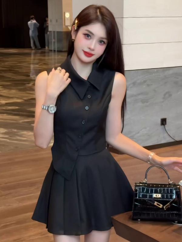 Set váy tiểu thư vạt chéo chân váy xếp ly NA&NA Clothing S024 2