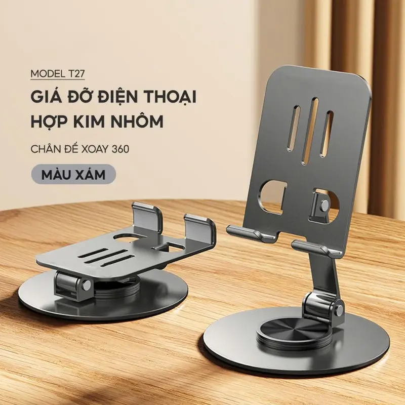 Giá Đỡ Điện Thoại iPhone, iPad, Máy Tính Bảng Chân Xoay 360 Độ Tiện Lợi Bằng Hợp Kim Nhôm 8