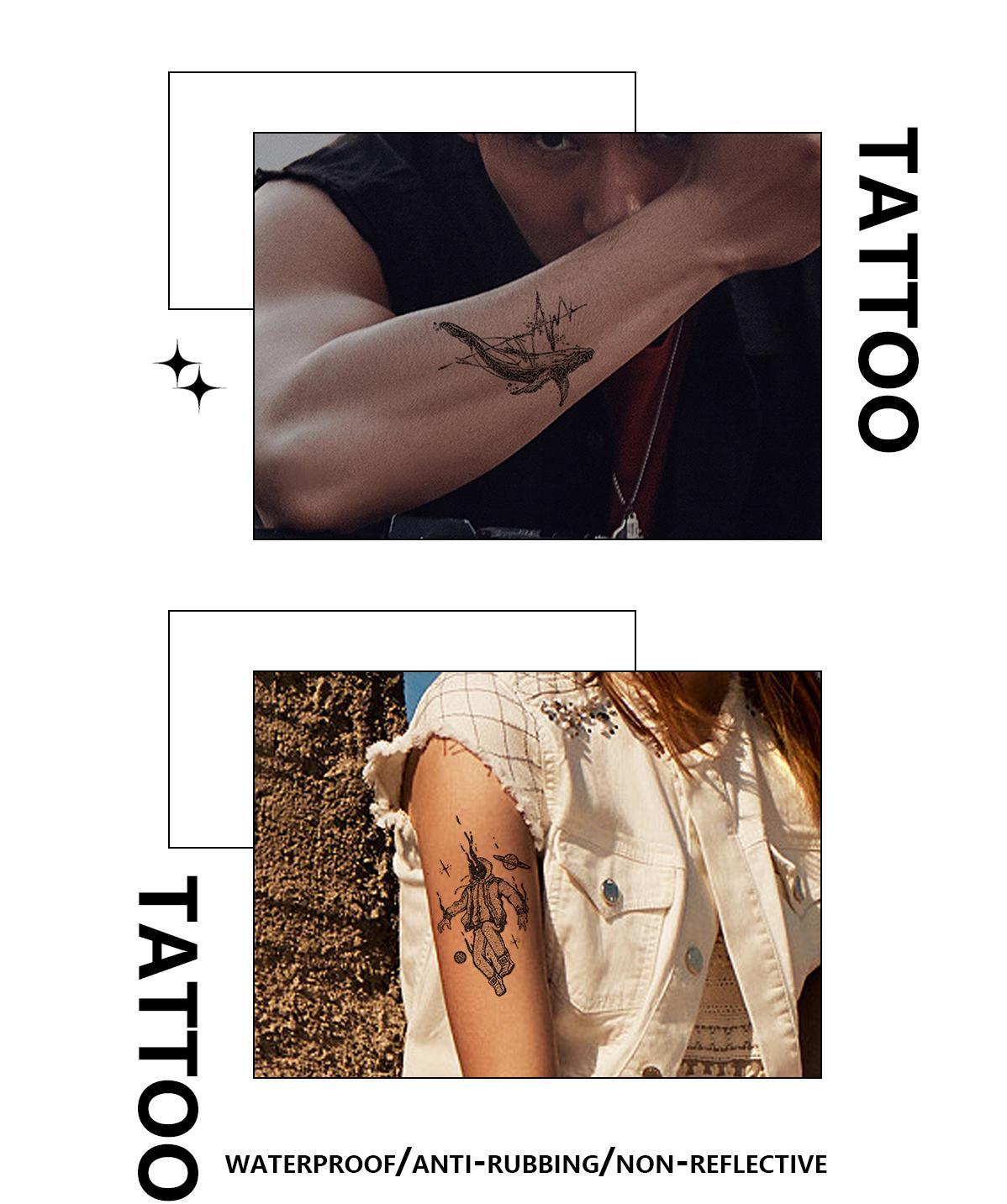 Zoartattoo stiker tato  M-553   sementara  【Daun Baru & Kupu-Kupu】New YearsTahan lama Tattoo menempel dekorasi seni untuk pria dan wanita