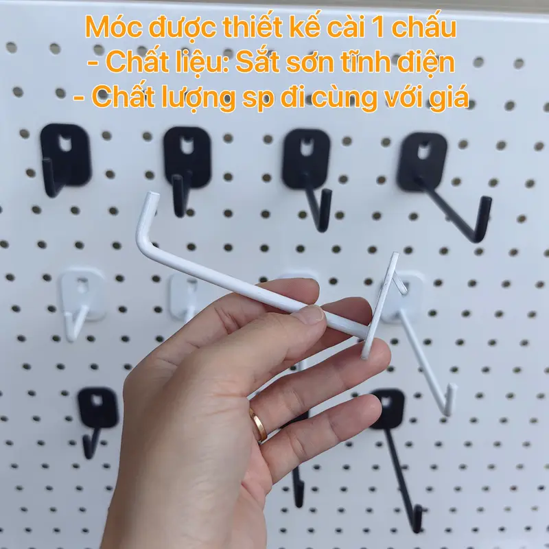 Móc 1 chấu HÌNH CHỮ NHẬT cài bảng Pegboard, Tấm tôn lỗ treo phụ kiện trưng bày Trang Trí Nhà Decor Phòng Decor 1