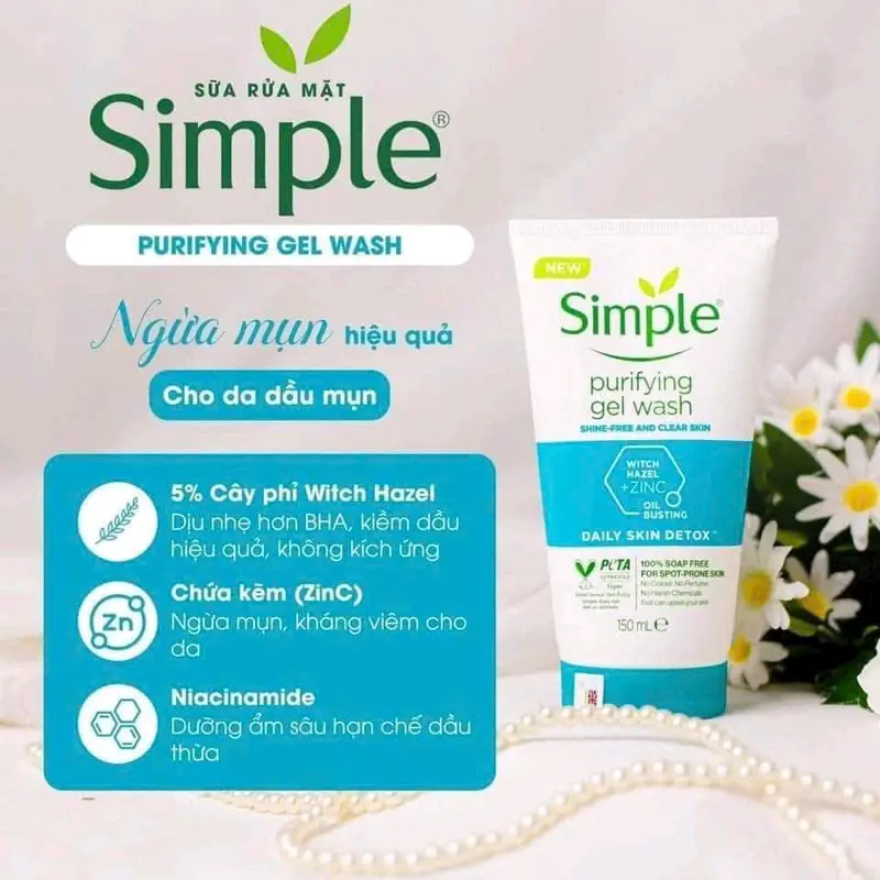 Sữa Rửa Mặt Simple Dành Cho Da Dầu, Mụn - Loại Bỏ Sạch Bụi Bẩn, Dầu Thừa Và Bã Nhờn Trên Da - Skincare 4