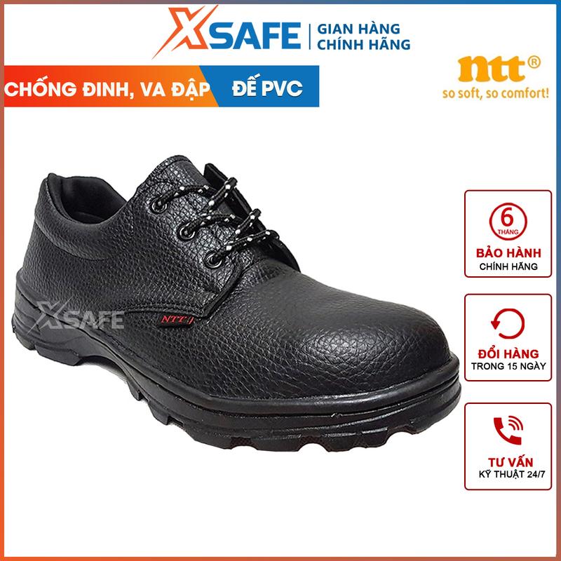 Giày bảo hộ lao động NTT Giày chống đinh va đập mũi và đế lót thép dùng cho nhà xưởng, công trường, da PU