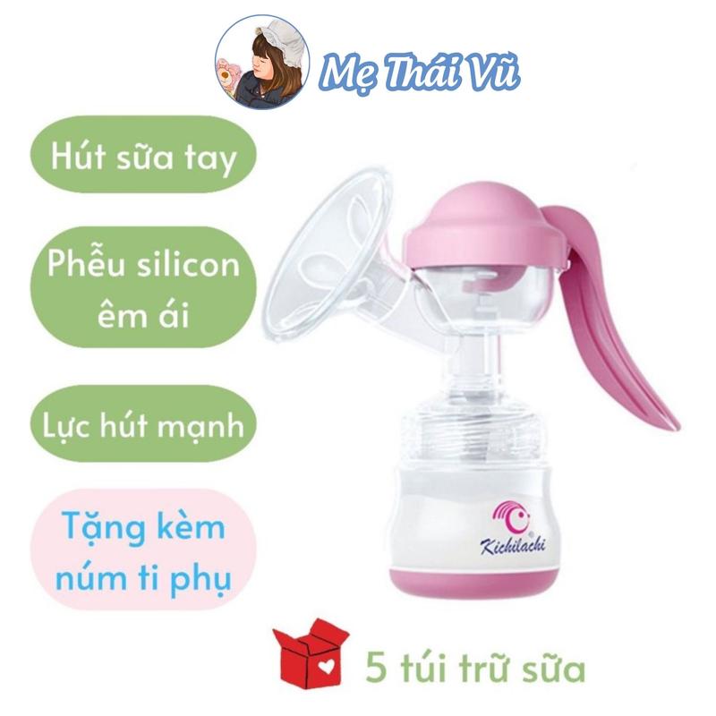 TẶNG 5 TÚI TRỮ SỮA Máy Hút Sữa Cầm Tay Kichilachi chất liệu nhựa cao cấp, BPA Free, không độc hại, an toàn Silicone Mẹ Thái Vũ Voi