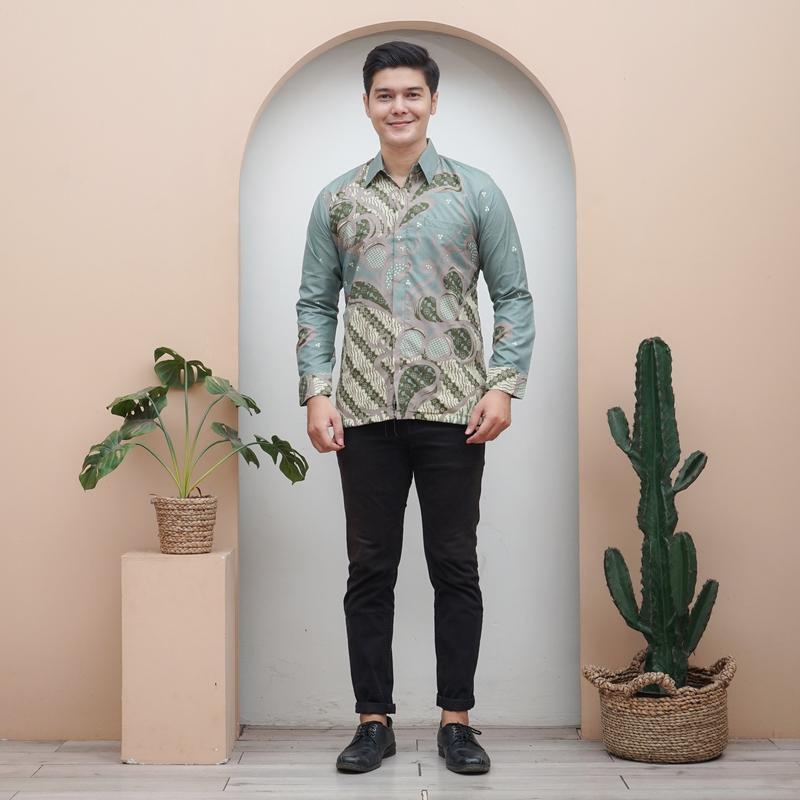 Lakshmi Batik Kemeja Batik Pria Modern Atasan Tunik Wanita Modern Lengan Panjang Motif Ratna Full Furing M sampai 5L Baju Katun Dewasa Celana Pendek 2