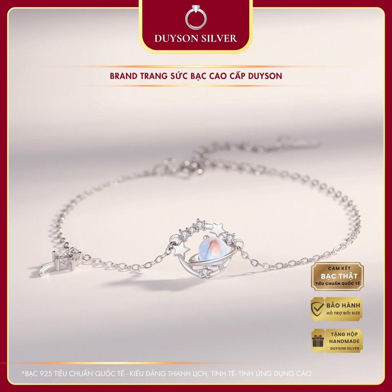 Lắc tay bạc 925 Duyson Silver đính đá mặt trăng Moonstone, vòng tay nữ ngân hà Galaxy [LTKX37]