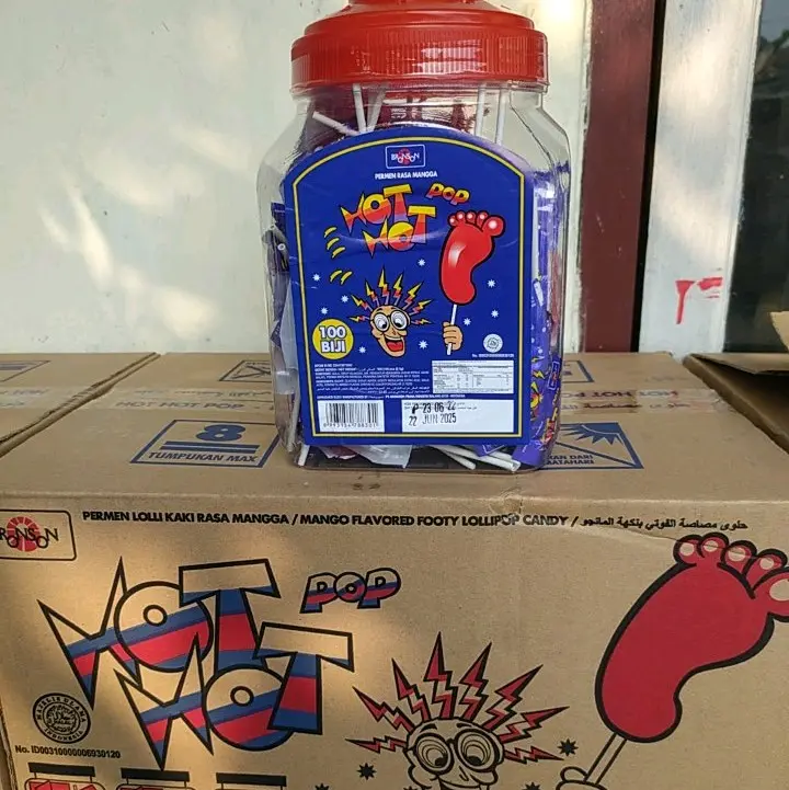 Permen Kaki Toples @100pcs - Hot Pop Candy Permen Kaki 1 Toples Bebas gula Candy Food Camilan Manis