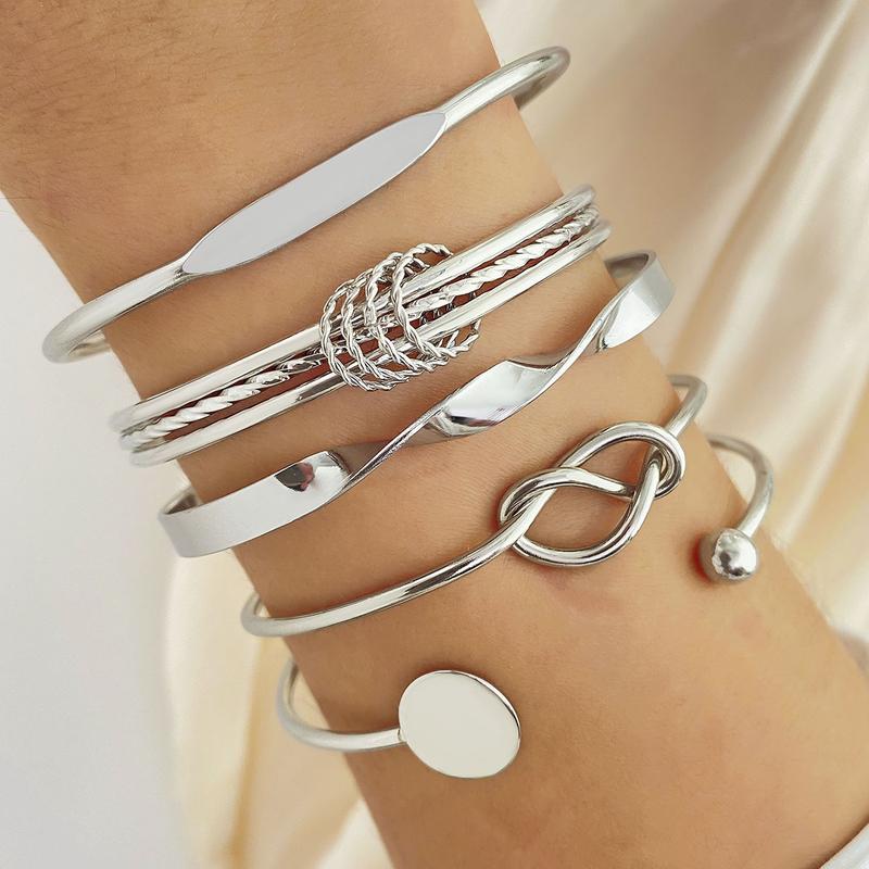 Bộ Vòng Tay, Phong Cách Ins, Xuyên Biên Giới Châu Âu Và Mỹ, Bộ 6 Vòng Tay Xoắn Kim Cương, Thiết Kế Trơn Tru, Phong Cách Punk Bất Đối Xứng 8