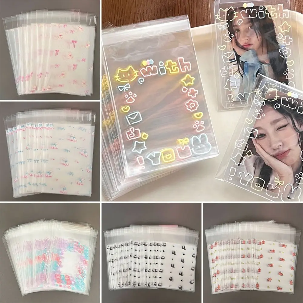 กระเป๋าแบบมีกาวในตัว, สไตล์อินเทรนด์, 50 ชิ้น, ฝาครอบโปร่งใส, สำหรับบัตรตรวจจับแสงและไฟฟ้า, เหมาะสำหรับเก็บบัตรประจำตัวประชาชน, เหมาะสำหรับเก็บบัตรประจำตัวประชาชน, การ์ดภาพถ่าย