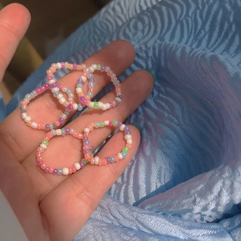Nhẫn Ngón Trỏ, Đơn Giản Và Thanh Lịch, Co Giãn, Hạt Màu Pastel, Màu Sắc: Eing, Đơn Giản 2