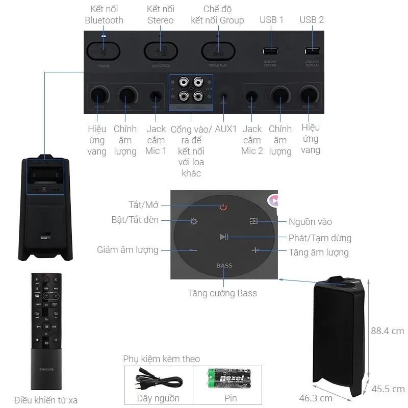 Loa tháp SS MX-T70/XV karaoke - công suất 1500w - bảo hành chính hãng 12T 1