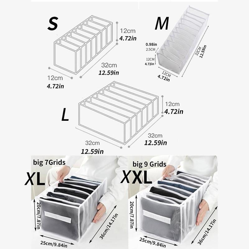 Foldable Cloth Storage Box With Handle & Compartments, Clear Multi Grid Flexible Drawer Organizer, Wardrobe Closet Storage Box For Bedroom Cloakroom 8