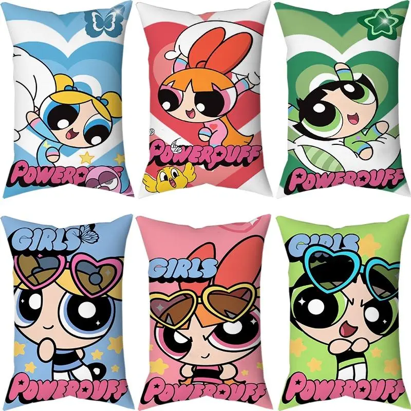 Cute Cartoon Girls  Pillow case 3-SIZE  Pillow case Blossom & Bubbles & Buttercup Double Side Print Rectangular Polyester Pillowcover Sofa Home Decorative Pillow Cover (No Pillow Core]