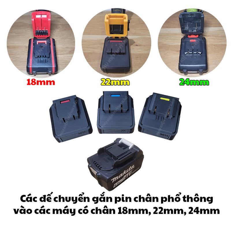 Ngàm Đế Chuyển Chân Pin MAKITA Sang Chân Pin Các Dòng Máy 18mm 22mm 24mm