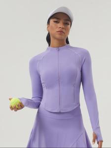 Women's Solid Zip Up Raglan Sleeve Sports Jacket, Sporty Breathable Comfortable Mock Neck Pocket Outerwear for Yoga Gym Workout Running, Ladies Sportswear for All Seasons