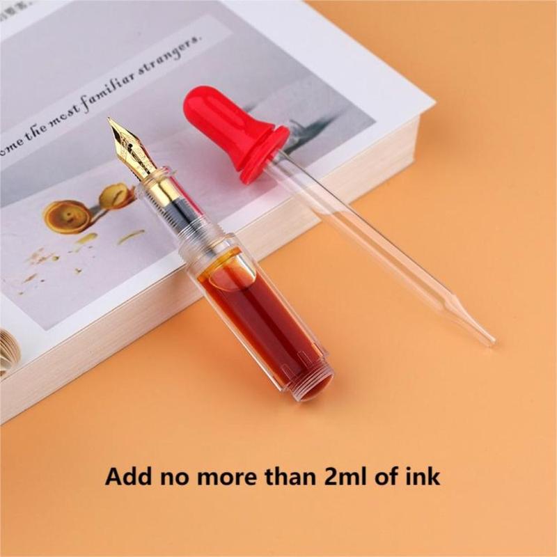 NEW Mini Fountain Pen Pocket-Size Transparent Eyedropper Gift Pens Acrylic EF Writing Ink Pen Writing Gift Set 6