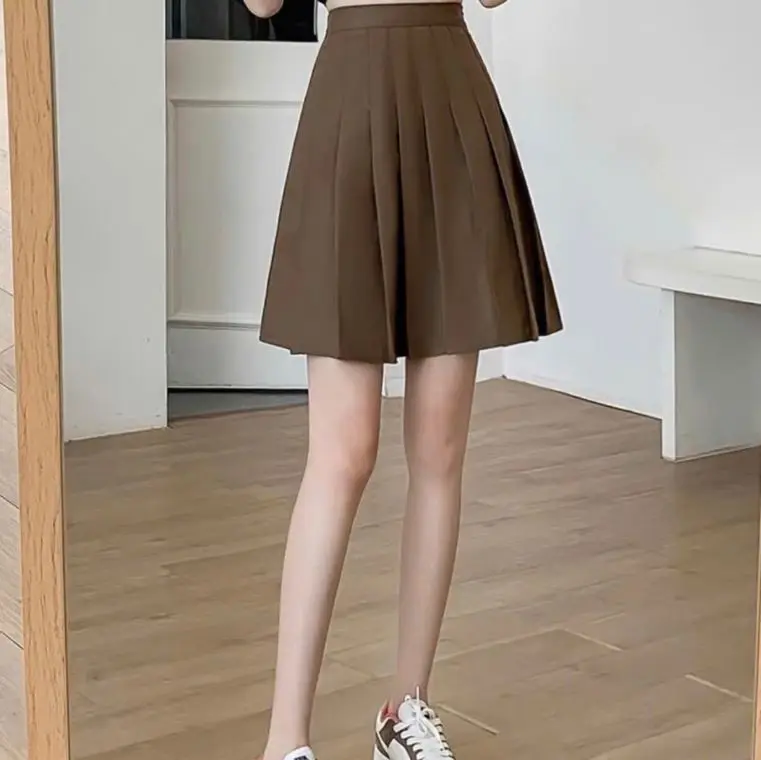 Chân váy xếp ly ngắn, chân váy tennis dài 45-47cm vải 2 biên (KHÔNG TÚI, KHÔNG CO GIÃN) Nữ Khuy khóa kéo boho 1