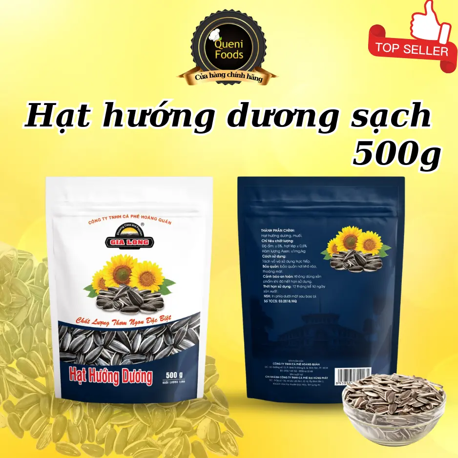 Hạt Hướng Dương Sạch Gia Long rang củi thơm giòn béo (500g)