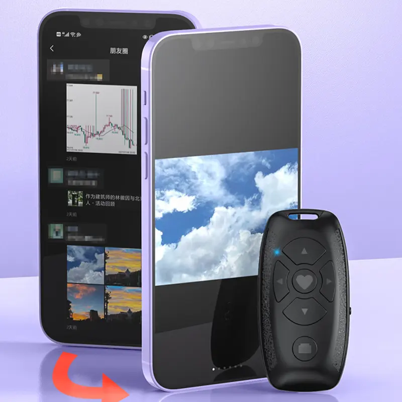 Điều khiển từ xa có thể sạc lại cho điện thoại di động, Bluetooth-compatible 4.2, bộ điều khiển lật trang cho iPhone Xiaomi Samsung Huawei 8