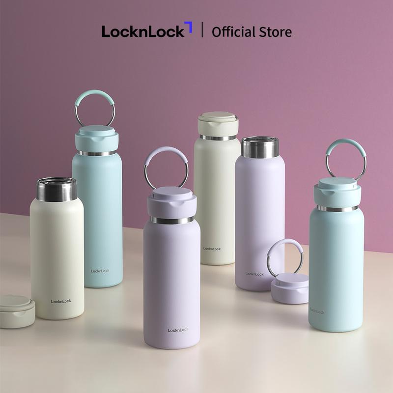 Bình giữ nhiệt LocknLock Sling Ring Tumbler 650ml/800ml - Màu mint, tím nhạt, ngà LHC4321/LHC4322 - Giữ nhiệt đến 20h, Có quai xách - Hàng chính hãng
