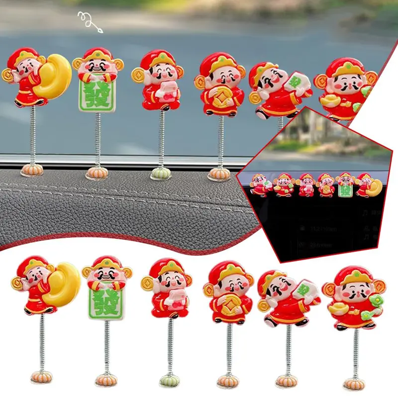 Đồ Trang Trí Xe Hơi, 6 Chiếc Lắc Đầu, Thần Tài Nhỏ Đồ Trang Trí Hoạt Hình Dễ Thương, Đồ Trang Trí Màn Hình Điều Hướng Bảng Điều Khiển, Dễ Thương Và Nhỏ Thích Hợp Để Trang Trí Xe Hơi 2