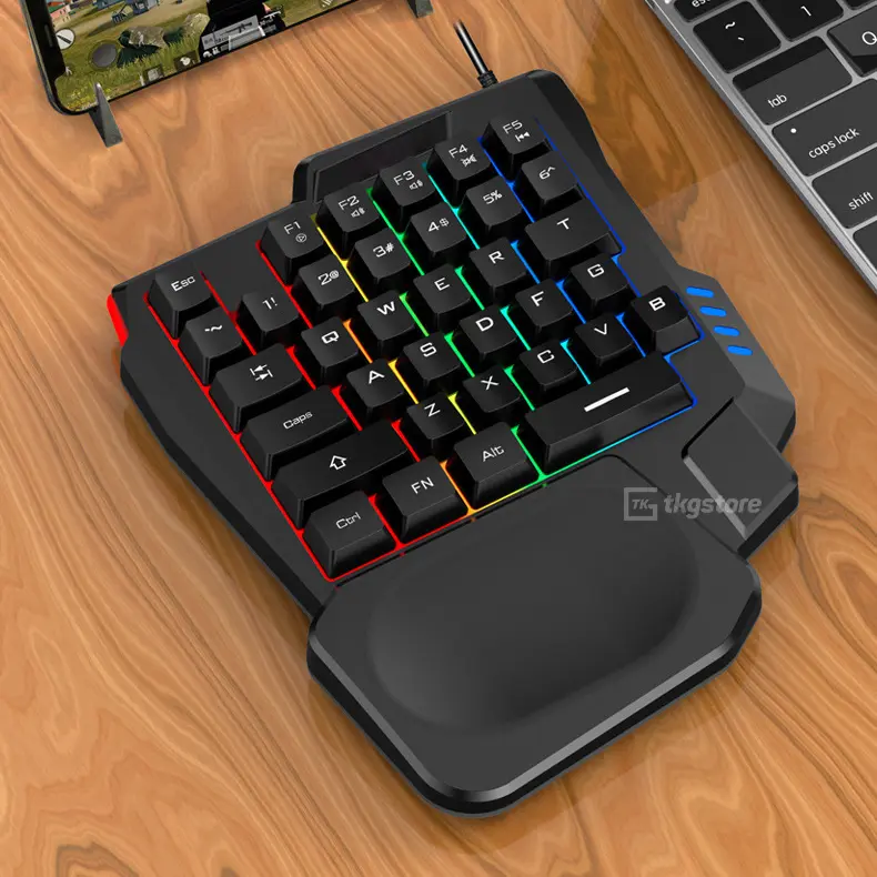 Bàn phím chơi game K13 | Bàn phím giả cơ một tay led Rainbow 4