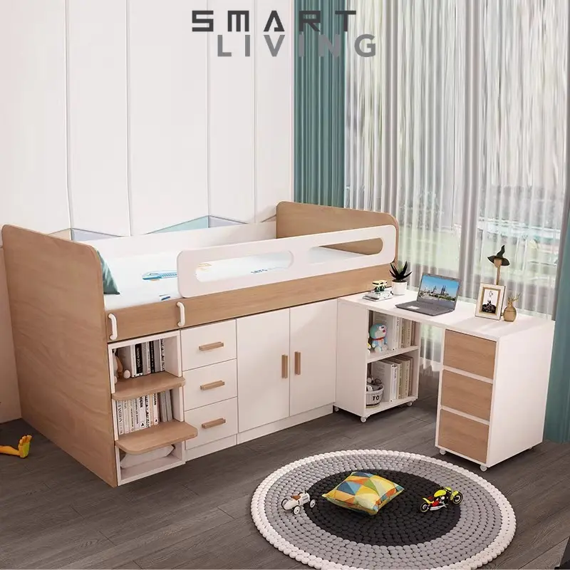 [Showroom display sample]Children's bed Boy simple half-height bed small apartment mid-height bed with desk wardrobe tatami multifunctional combination bed / bunk bed