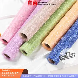 Kain Tile Salju / Snow Wrapping Paper Snowflake Polimesh / 1 Rol Kain Tile Salju Paper Buket Bunga