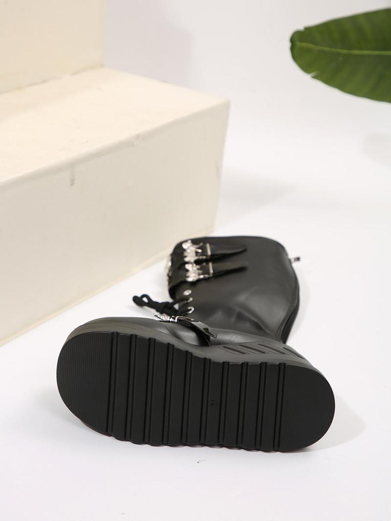 Product Introduction of Women's Fashion Belted Design Platform Boots, Punk Style Round Toe Zipper Design Boots for Daily Wear, Fashion Shoes for Party, Daily Clothing Decor Valentine's Day, Gift for Her 9