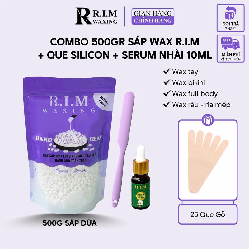 Sáp wax lông premier cao cấp 500g + que silicon & serum mỡ 10ml hoa nhài - hương hoa nhài