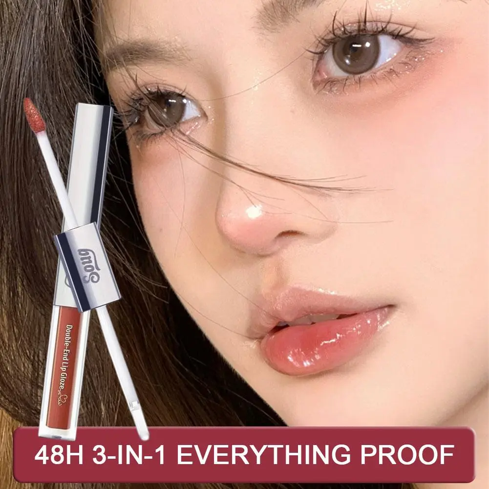 Lipstik Matte 3-in-1 Tahan Lama 48 Jam Terbaru, Anti Air, Tidak Mudah Luntur | Lip Gloss Anti Noda Untuk Penggunaan Sehari-hari & Pesta