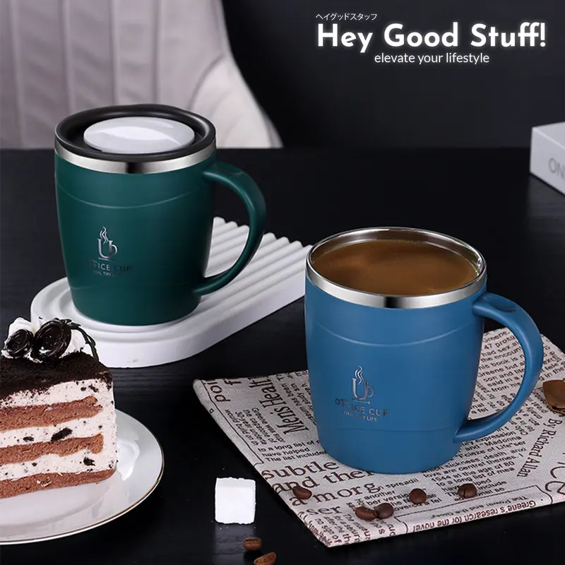MUG GELAS KOPI ATAU TEH AESTHETIC STAINLESS STEEL 304 ANTI TUMPAH 500ML minuman plastik 2