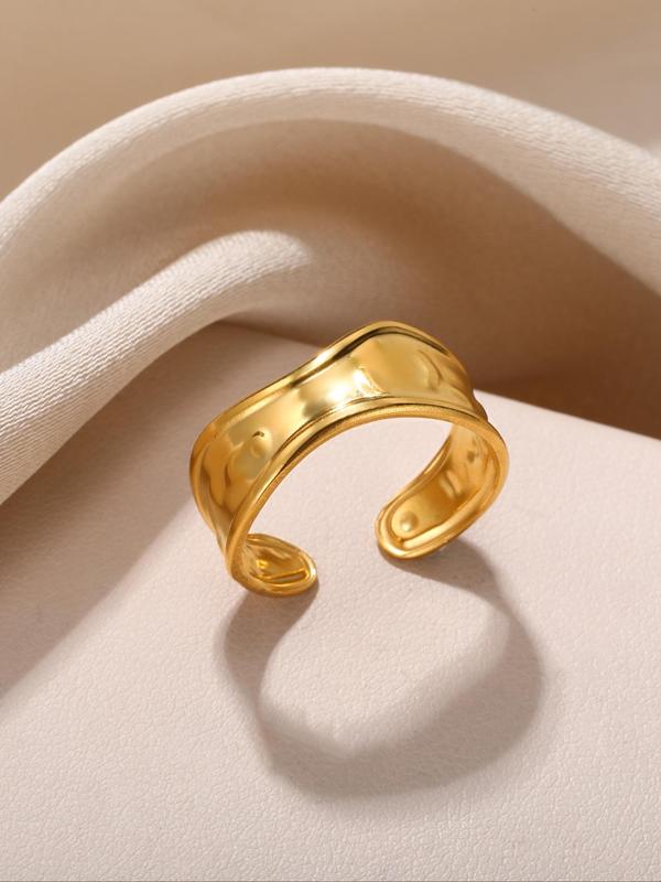 Unisex Simple Style Plain Color Irregular Shaped Ring, Casual Trendy Minimalist Ring, Fashionable Matching Jewelry for Daily & Party Decoration 3