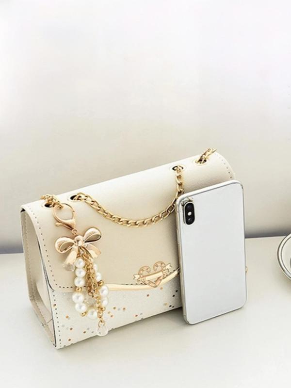 Women's Fashionable Bowknot Decorated Shoulder Bag,  Elegant Solid Color Crossbody Bag for Daily Used, Casual Trendy Versatile High-quality Daily Commuting Bag 3