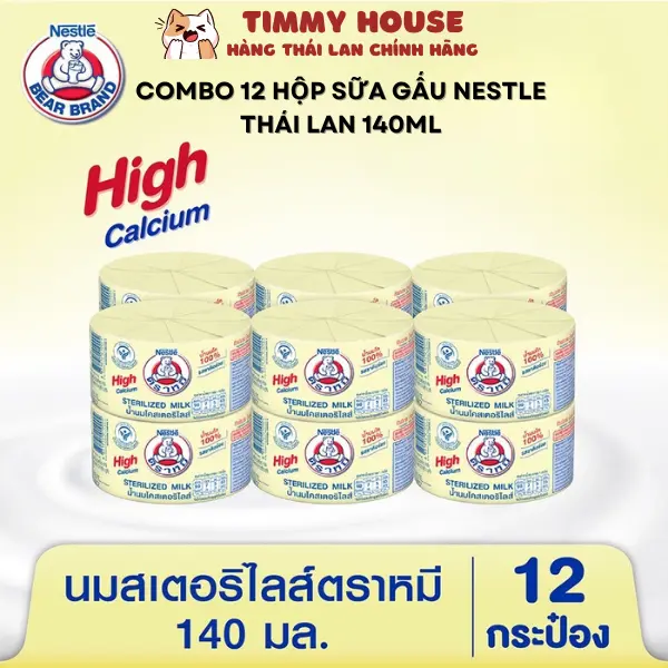 (Date T8/2025) COMBO 12 HỘP Sữa Gấu Nestle Thái Lan 140ml 0