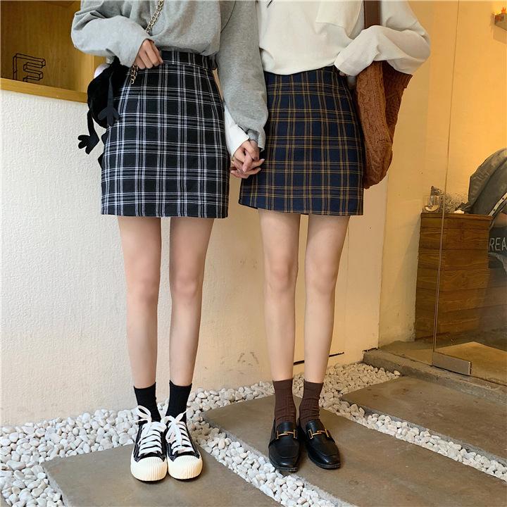 Product Introduction of Season Plaid Skirt Women's High Waist Trendy Women's Students' Skirt Package Hip Skirt 1