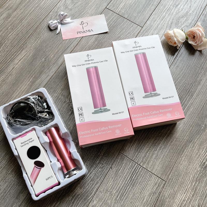 Máy Chà Gót Chân Pinkmia, Tẩy tế bào chết cho Tiệm Nail, Cá Nhân tại nhà - Tặng kèm 60 miếng chà