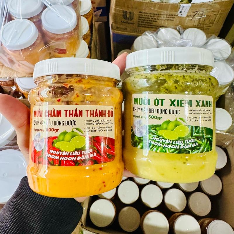 1 hủ Muối chấm hải sản xanh đỏ hủ ~500gr Nước Sốt Chua Gia Vị ớt có giấy kiểm định