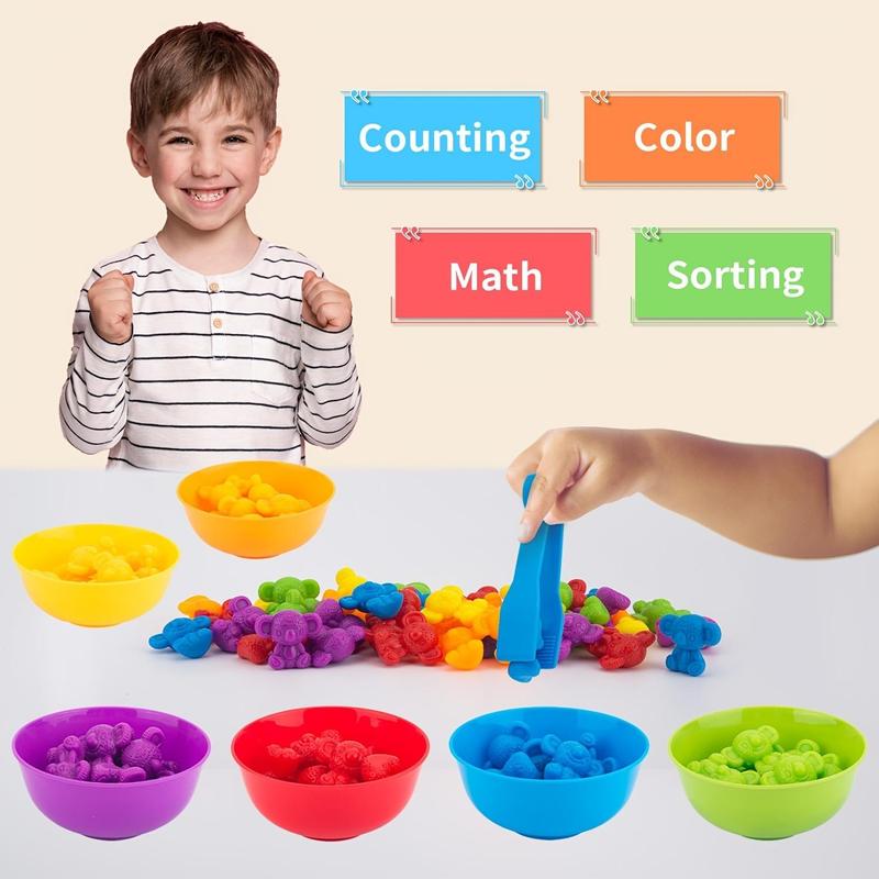 Counting Koala Toys Matching Game with Sorting Bowls, 1 Set Manipulatives Montessori Learning Toys, Color Classification and Sensory Game Set for Kids Play, Christmas Gift 4