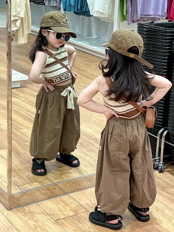 Bộ quần áo bé gái-Bộ đồ croptop ba lỗ kết hợp quần Jogger cao cấp cho bé từ 10-20kg Gile Kaki Sandal bộđồ croptop 4