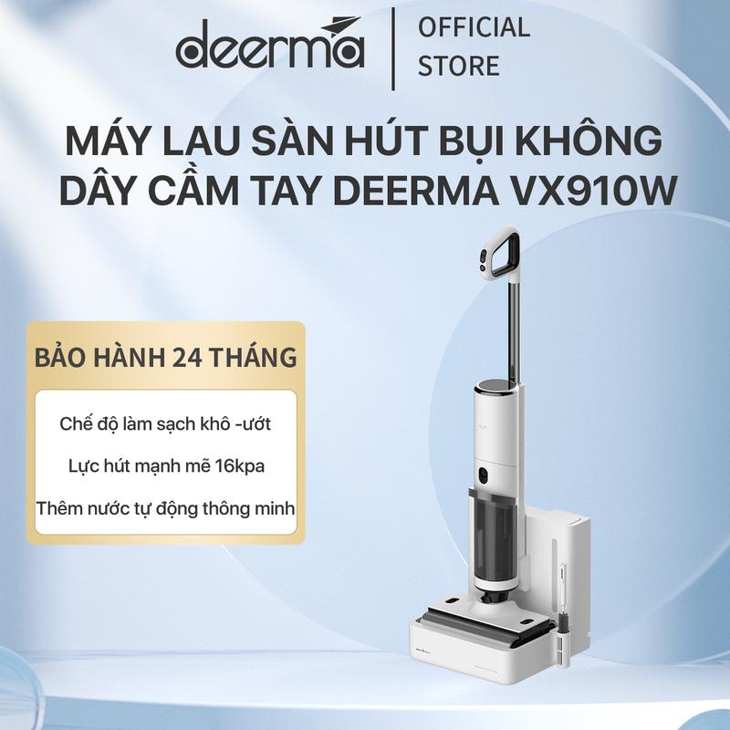 Máy hút bụi lau nhà không dây Deerma VX910W với chế độ tự động giặt sấy thông minh bản quốc tế - Bảo hành 24 tháng