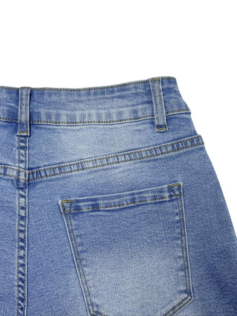 Product Introduction of Women's Distressed Denim Shorts, Casual Ripped High Waist Shorts for Summer, Comfortable Stretchy Sexy A-Line Mini Shorts for Daily Outfits, Womenswear 7