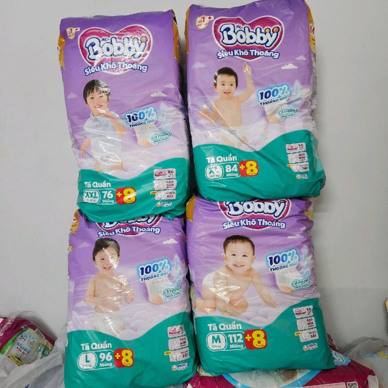 TÃ QUẦN BOBBY MEGA JUMBO MỚI MỎNG GẠO NON THẤM HÚT 6 LẦN M112+8,XL84+8,XXL76+8.