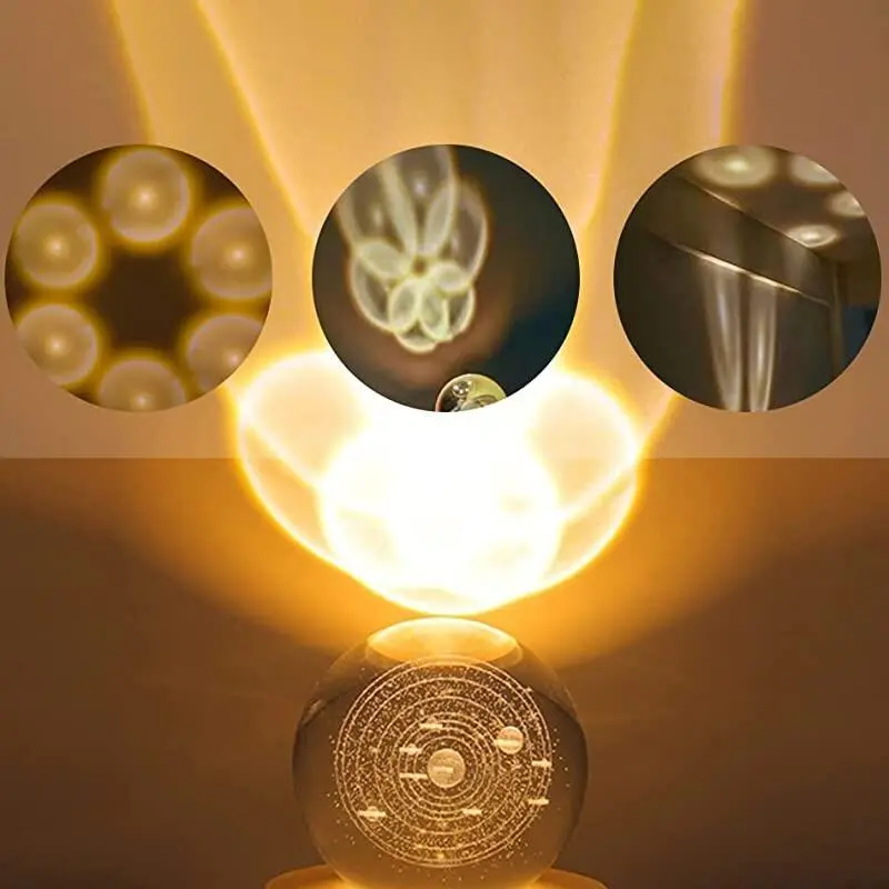 3D Crystal Ball Mặt trăng và cá voi vũ trụ ánh sáng ban đêm Glowing Trang trí nội thất Four Leaf Grass Giáng sinh Quà tặng Tình yêu Quà sinh nhật đèn Light 8