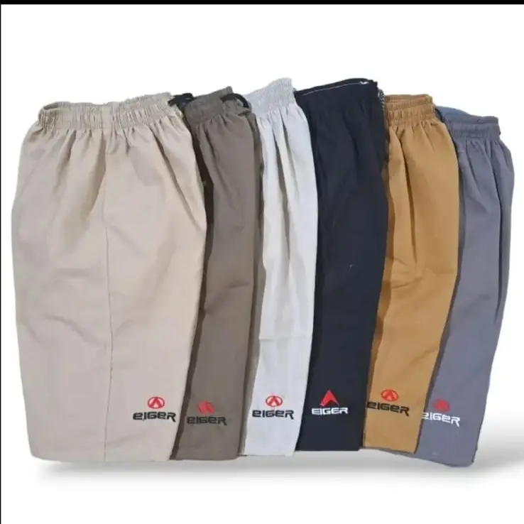 celana pendek kolor boxer pria dan wanita jahitan bordir saku resleting Shorts Santai Karet