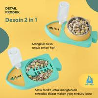 Gambar ONLY PETS Tempat Makan Minum Bentuk Kucing Ikan + Slow Feeder 3 in 1 - Biru dari Only Pets Kota Administrasi Jakarta Pusat 4 Tokopedia