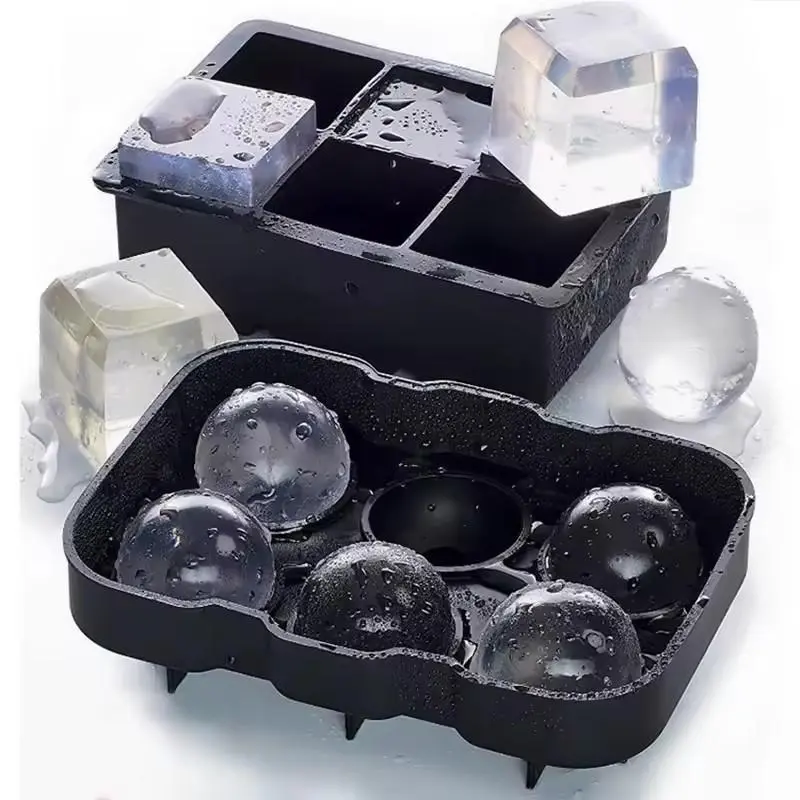 Silicone Ice Cube Mold, 1 Count 6 Grid Ice Ball Maker, Reusable Ice Ball Mold, Ice Ball Making Tool for Home Kitchen Bar