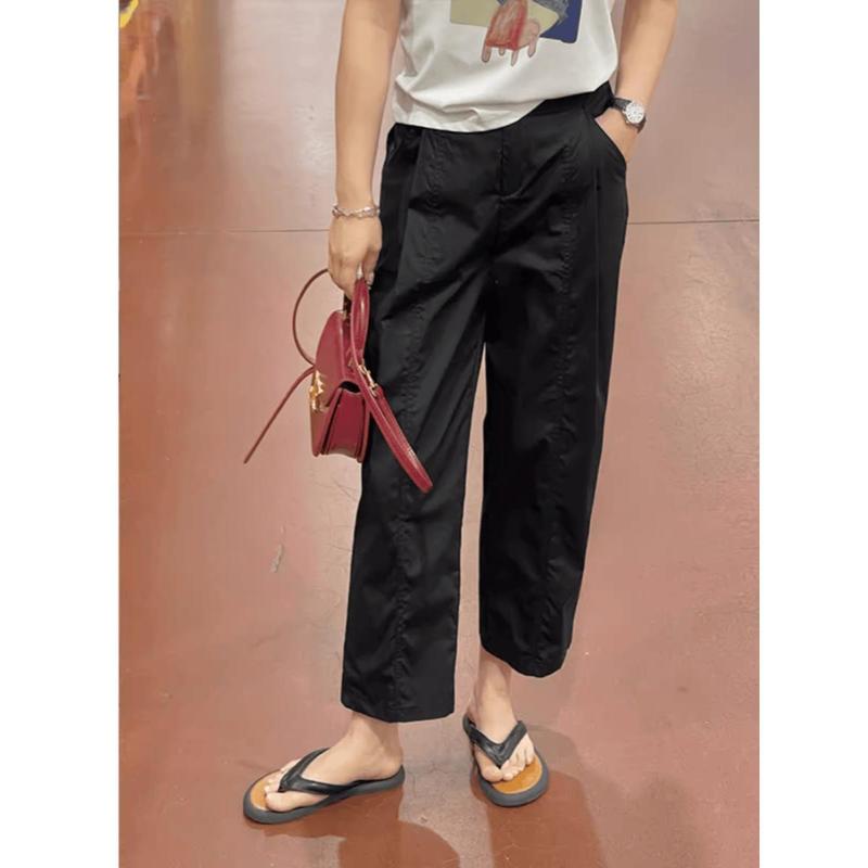 Quần Ống Côn Thường Ngày Ngoại Cỡ Cô Gái Đầy Đặn, Thiết Kế Mỏng, Thời Trang, Cạp Cao Mỏng, Quần Ống Xuông Dáng Rộng, Hàng Mới Về Mùa Hè 3