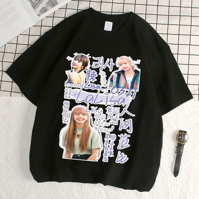 Quần Áo Cùng Nhập Khẩu BLACKPINK, Đội Nữ Hàn Quốc Màu Hồng Và Đen Lisa, Trang Phục Quảng Cáo Bài Hát-Hỗ Trợ, Áo Thun Ngắn Tay, Áo Thời Trang Nữ Top Women Cổ Tròn Cổ Tròn Umi 8